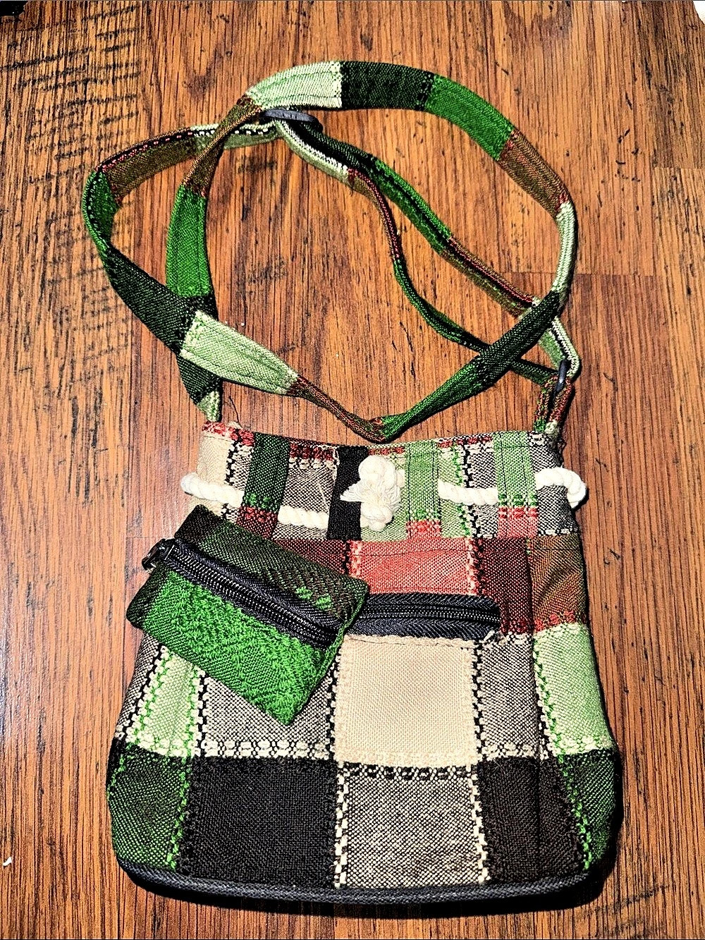 Green & Black Plaid Crossbody Bag 45.T